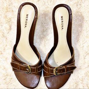 Merona Buckle Detail Leather Slides